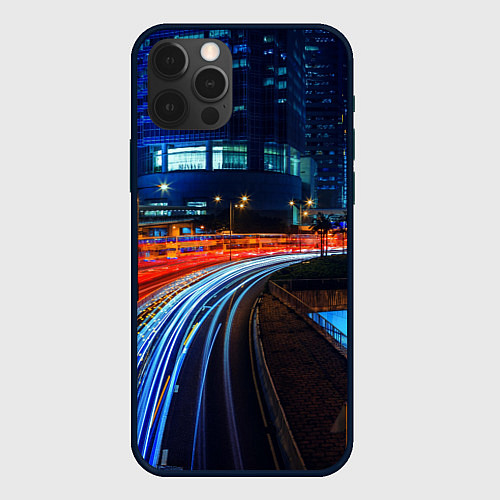 Чехол iPhone 12 Pro Max Ночной мегаполис night city / 3D-Черный – фото 1