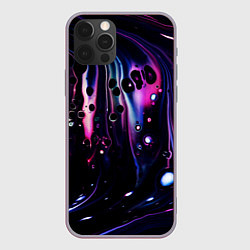 Чехол для iPhone 12 Pro Max Фиолетовая вода и краски, цвет: 3D-серый