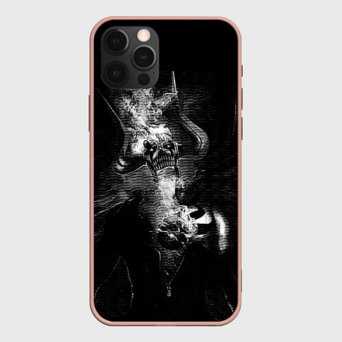 Чехол iPhone 12 Pro Max Пустой в огне - ЧБ / 3D-Светло-розовый – фото 1