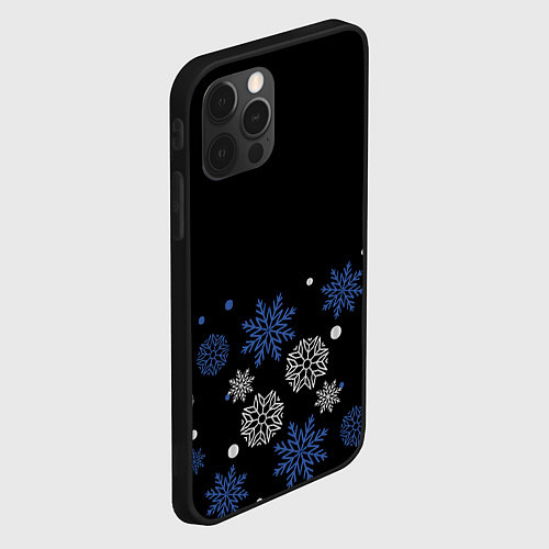 Чехол iPhone 12 Pro Max Снежинки - Новогодние / 3D-Черный – фото 2