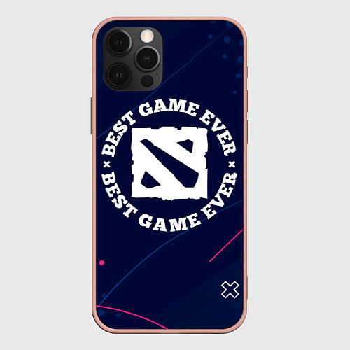 Чехол iPhone 12 Pro Max Символ Dota и надпись best game ever / 3D-Светло-розовый – фото 1