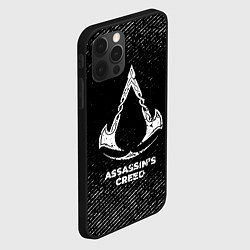 Чехол для iPhone 12 Pro Max Assassins Creed с потертостями на темном фоне, цвет: 3D-черный — фото 2