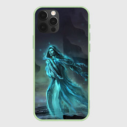 Чехол для iPhone 12 Pro Max Halloween - женщина призрак на кладбище, цвет: 3D-салатовый