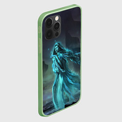 Чехол для iPhone 12 Pro Max Halloween - женщина призрак на кладбище, цвет: 3D-салатовый — фото 2