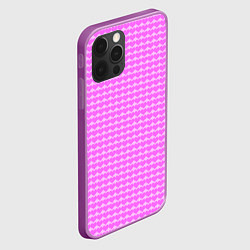 Чехол для iPhone 12 Pro Max Много сердец розовое, цвет: 3D-сиреневый — фото 2