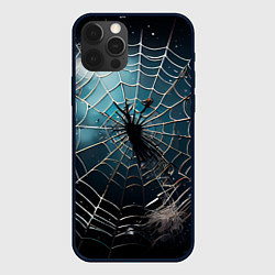 Чехол для iPhone 12 Pro Max Halloween - паутина на фоне мрачного неба, цвет: 3D-черный