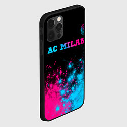 Чехол для iPhone 12 Pro Max AC Milan - neon gradient: символ сверху, цвет: 3D-черный — фото 2