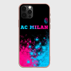 Чехол для iPhone 12 Pro Max AC Milan - neon gradient: символ сверху, цвет: 3D-светло-розовый