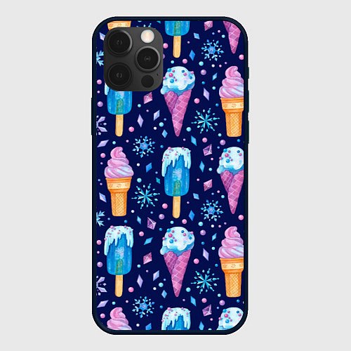 Чехол iPhone 12 Pro Max Новогоднее мороженое / 3D-Черный – фото 1