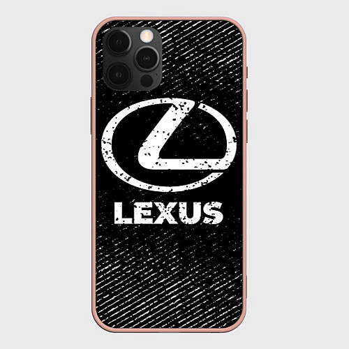 Чехол iPhone 12 Pro Max Lexus с потертостями на темном фоне / 3D-Светло-розовый – фото 1