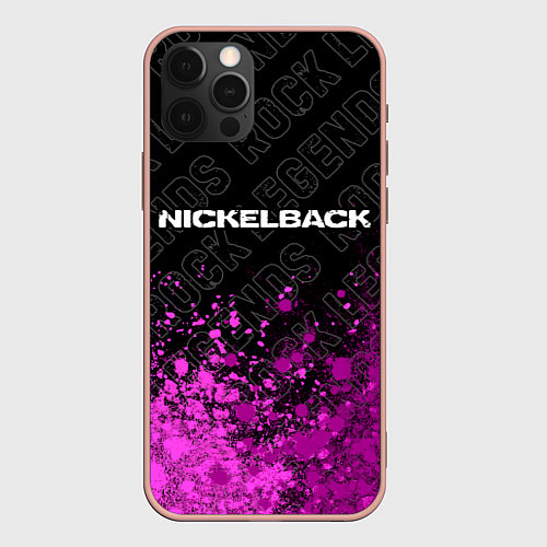 Чехол iPhone 12 Pro Max Nickelback rock legends: символ сверху / 3D-Светло-розовый – фото 1