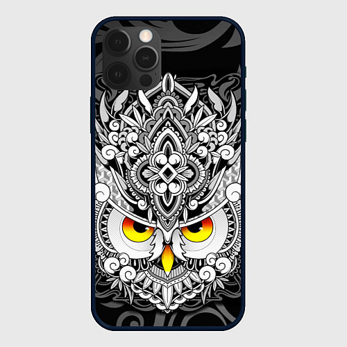 Чехол iPhone 12 Pro Max Сова с золотыми глазами / 3D-Черный – фото 1