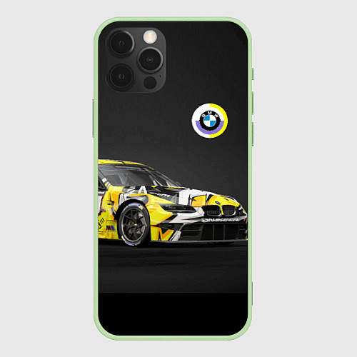 Чехол iPhone 12 Pro Max BMW Motorsport - Racing team / 3D-Салатовый – фото 1