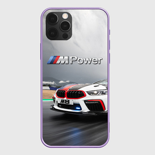 Чехол iPhone 12 Pro Max BMW M8 Safety car / 3D-Сиреневый – фото 1