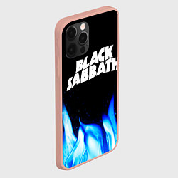 Чехол для iPhone 12 Pro Max Black Sabbath blue fire, цвет: 3D-светло-розовый — фото 2