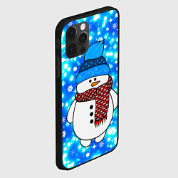 Чехол для iPhone 12 Pro Max Снеговик в шапке, цвет: 3D-черный — фото 2
