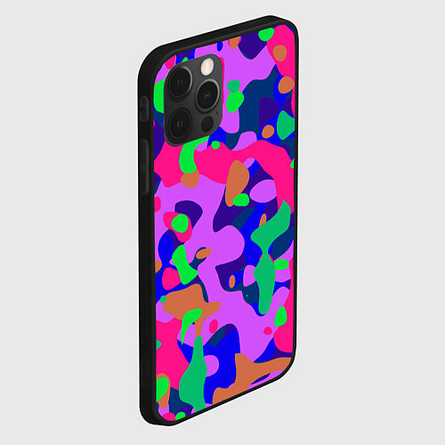 Чехол iPhone 12 Pro Max Абстракция в неоновых цветах / 3D-Черный – фото 2