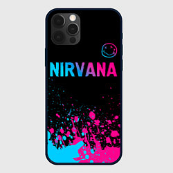 Чехол для iPhone 12 Pro Max Nirvana - neon gradient: символ сверху, цвет: 3D-черный