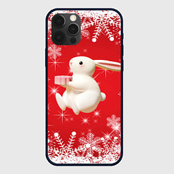 Чехол для iPhone 12 Pro Max Новогодний объемный кролик, цвет: 3D-черный