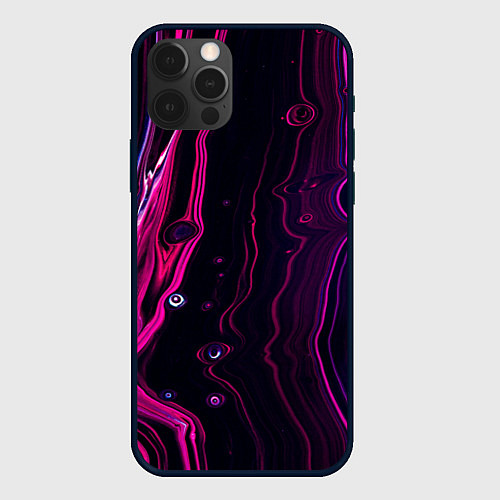 Чехол iPhone 12 Pro Max Фиолетовые линии песка во тьме / 3D-Черный – фото 1