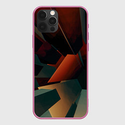 Чехол для iPhone 12 Pro Max Геометрические абстрактные линии и столбы, цвет: 3D-малиновый