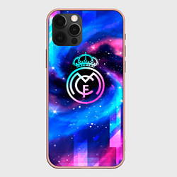Чехол iPhone 12 Pro Max Real Madrid неоновый космос