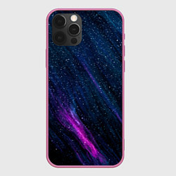 Чехол для iPhone 12 Pro Max Звёздное абстрактное фиолетовое небо, цвет: 3D-малиновый