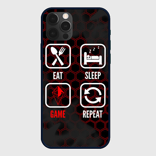 Чехол iPhone 12 Pro Max Eat, sleep, No Mans Sky, repeat / 3D-Черный – фото 1