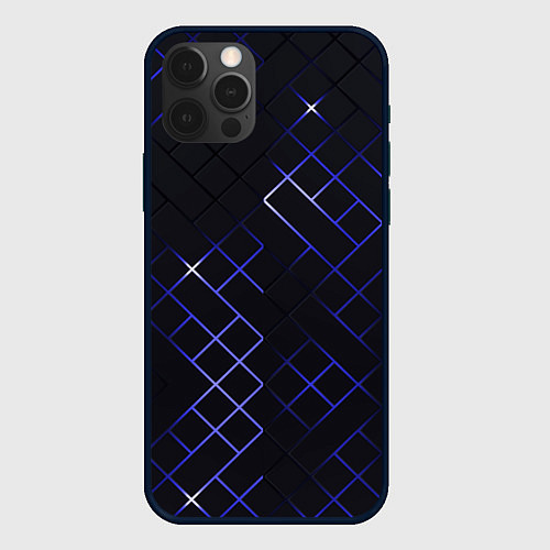Чехол iPhone 12 Pro Max Неоновые ромбы - текстура / 3D-Черный – фото 1