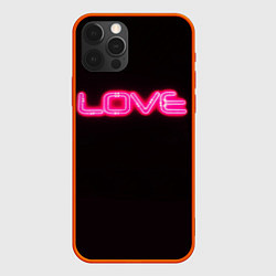Чехол для iPhone 12 Pro Max Love - неоновая надпись, цвет: 3D-красный