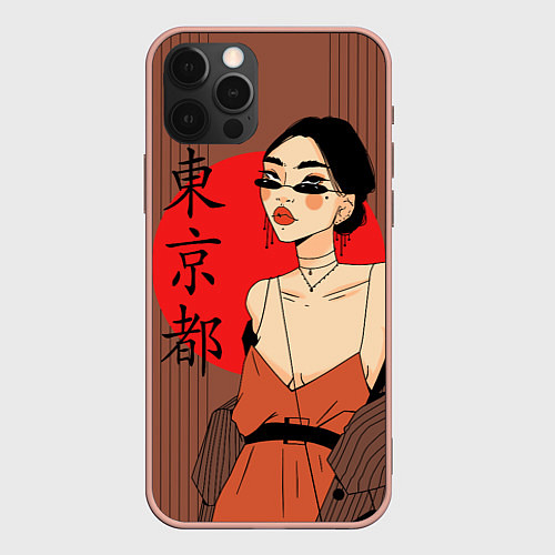 Чехол iPhone 12 Pro Max Японская модница / 3D-Светло-розовый – фото 1