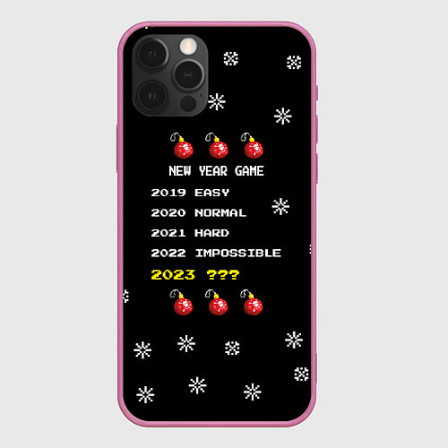 Чехол iPhone 12 Pro Max New Year Game / 3D-Малиновый – фото 1