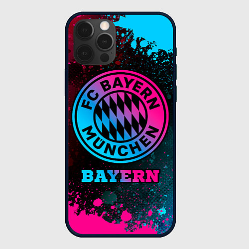 Чехол iPhone 12 Pro Max Bayern - neon gradient / 3D-Черный – фото 1