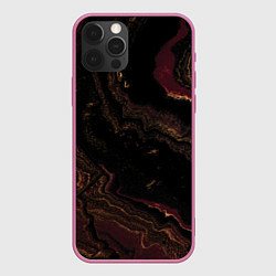 Чехол для iPhone 12 Pro Max Золотистые блёстки и песок, цвет: 3D-малиновый