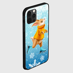 Чехол для iPhone 12 Pro Max Кролик на коньках в снегопад, цвет: 3D-черный — фото 2
