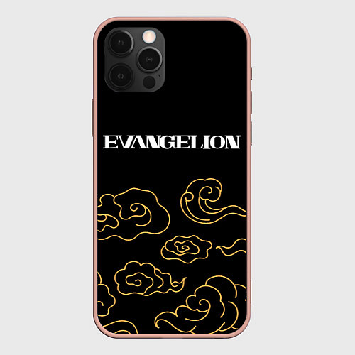 Чехол iPhone 12 Pro Max Evangelion anime clouds / 3D-Светло-розовый – фото 1