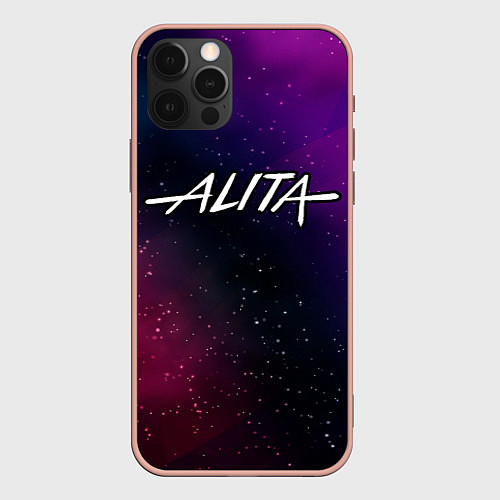 Чехол iPhone 12 Pro Max Alita gradient space / 3D-Светло-розовый – фото 1