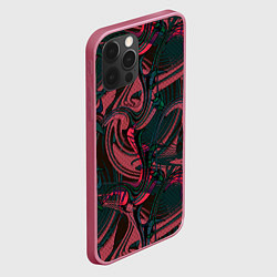 Чехол для iPhone 12 Pro Max Красно -зеленый темный абстрактный узор с разводам, цвет: 3D-малиновый — фото 2