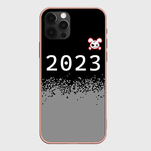 Чехол iPhone 12 Pro Max НГ Кролик злой: символ сверху / 3D-Светло-розовый – фото 1