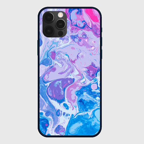 Чехол iPhone 12 Pro Max Абстрактные разводы краски / 3D-Черный – фото 1