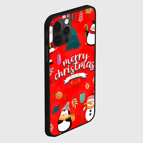 Чехол iPhone 12 Pro Max Merry christmas art / 3D-Черный – фото 2