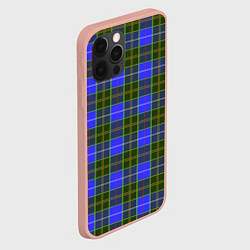 Чехол для iPhone 12 Pro Max Ткань Шотландка сине-зелёная, цвет: 3D-светло-розовый — фото 2