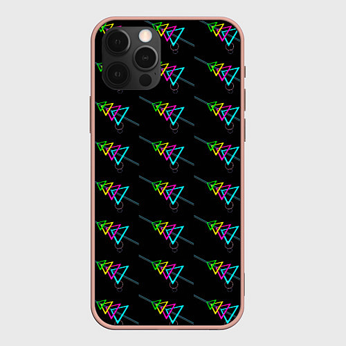 Чехол iPhone 12 Pro Max Colored triangles / 3D-Светло-розовый – фото 1