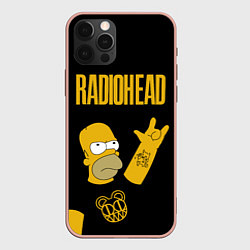 Чехол для iPhone 12 Pro Max Radiohead Гомер Симпсон рокер, цвет: 3D-светло-розовый