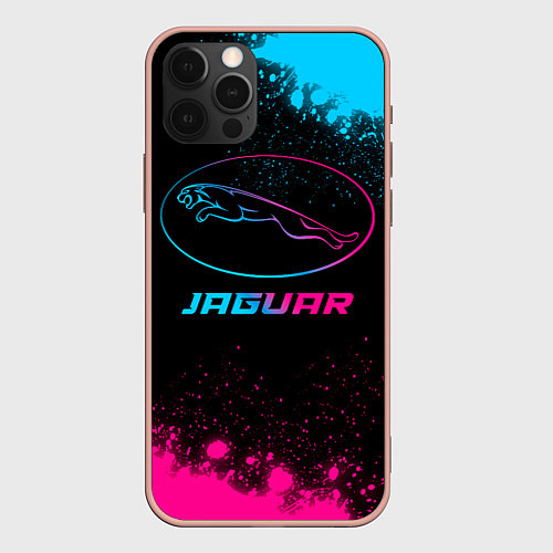 Чехол iPhone 12 Pro Max Jaguar - neon gradient / 3D-Светло-розовый – фото 1