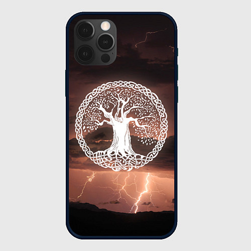 Чехол iPhone 12 Pro Max Yggdrasil white rune / 3D-Черный – фото 1