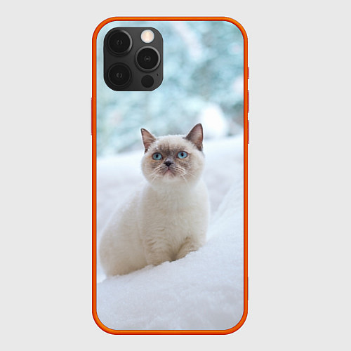 Чехол iPhone 12 Pro Max Милая кошечка встречает свой Новый Год / 3D-Красный – фото 1