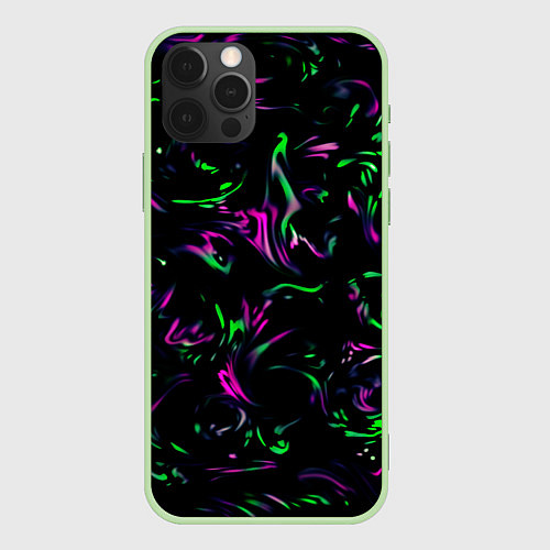 Чехол iPhone 12 Pro Max Токсичные кляксы / 3D-Салатовый – фото 1