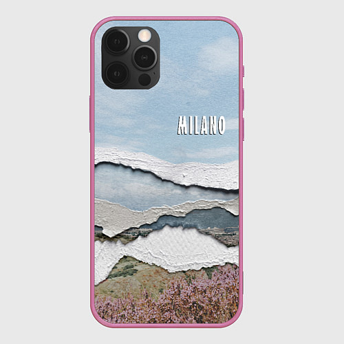 Чехол iPhone 12 Pro Max Текстура рваной бумаги - Milano / 3D-Малиновый – фото 1