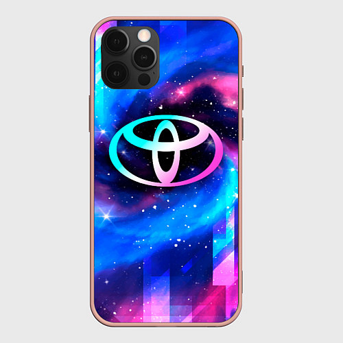 Чехол iPhone 12 Pro Max Toyota неоновый космос / 3D-Светло-розовый – фото 1